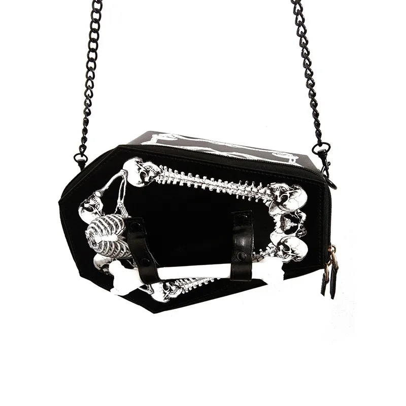 TRONG skull women's chain crossbody box bags tote handbag