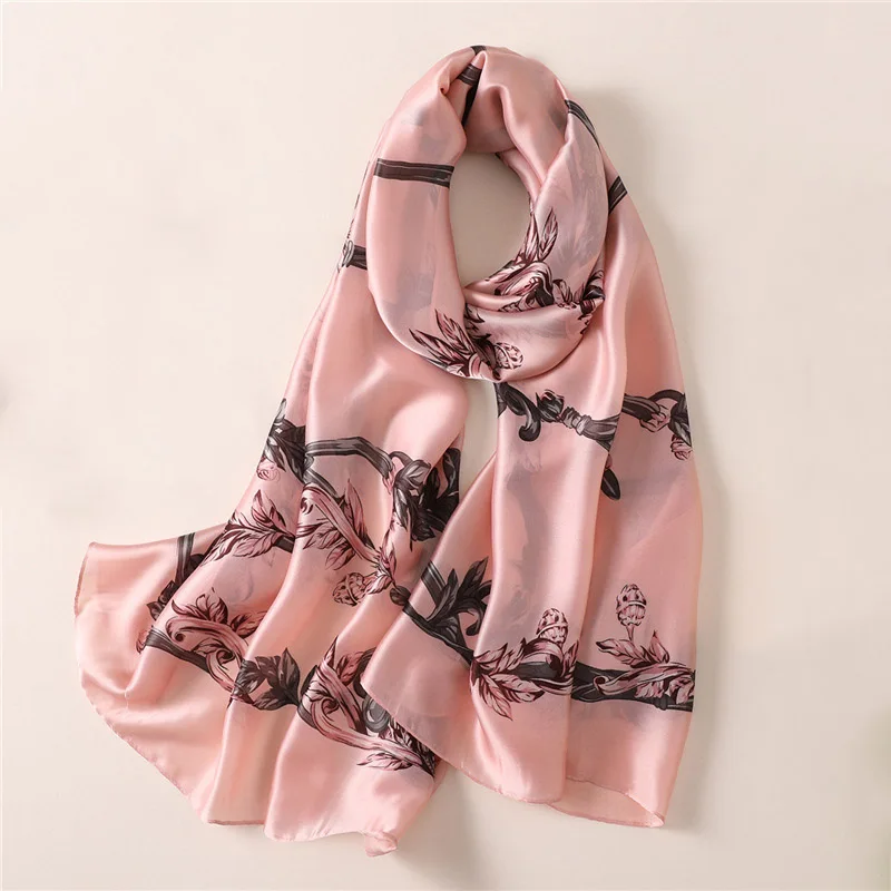 Длинные мягкие пляжные шаль foulard Soie sjaal женский шарф Шелковый шарф люксовый бренд ретро шарфы с цветочным принтом для женщин - Цвет: 1