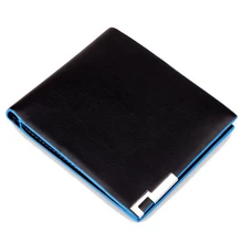 New Fashion Short Men’s Wallet Coin Purse Brand High Quality Business Leather Card Holder Purse 2 Design Blue Leather Wallets