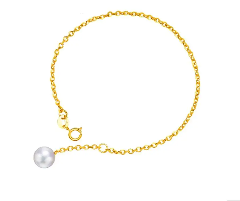 

Fashion Pure AU750 Yellow gold Pearl Link Bracelet Lady's Bracelet