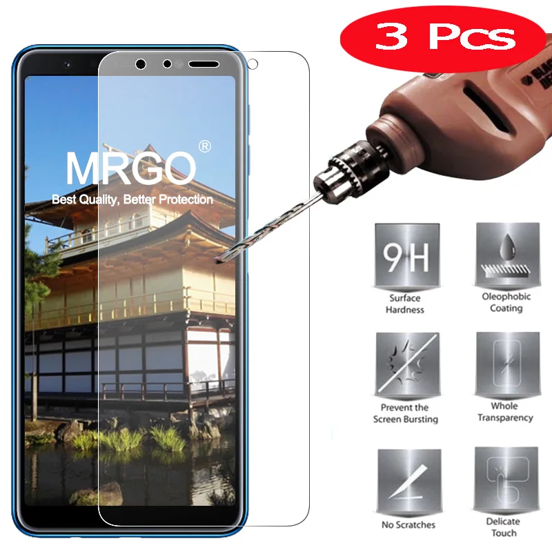 

3PCS Tempered Glass for Samsung Galaxy A7 2018 Screen Protector 9H 2.5D On Phone Protective Glass for Samsung A7 2018 Glass