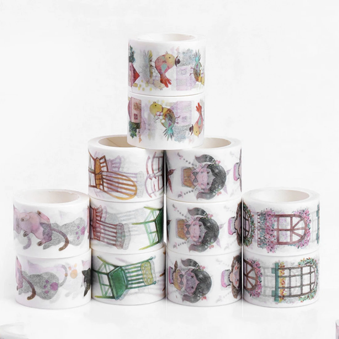 

Kawaii Cartoon Japanese Style Washi Tape Cute Girl Decorative Adhesive Tapes Masking Tape For Decoration Gift Student Stationery