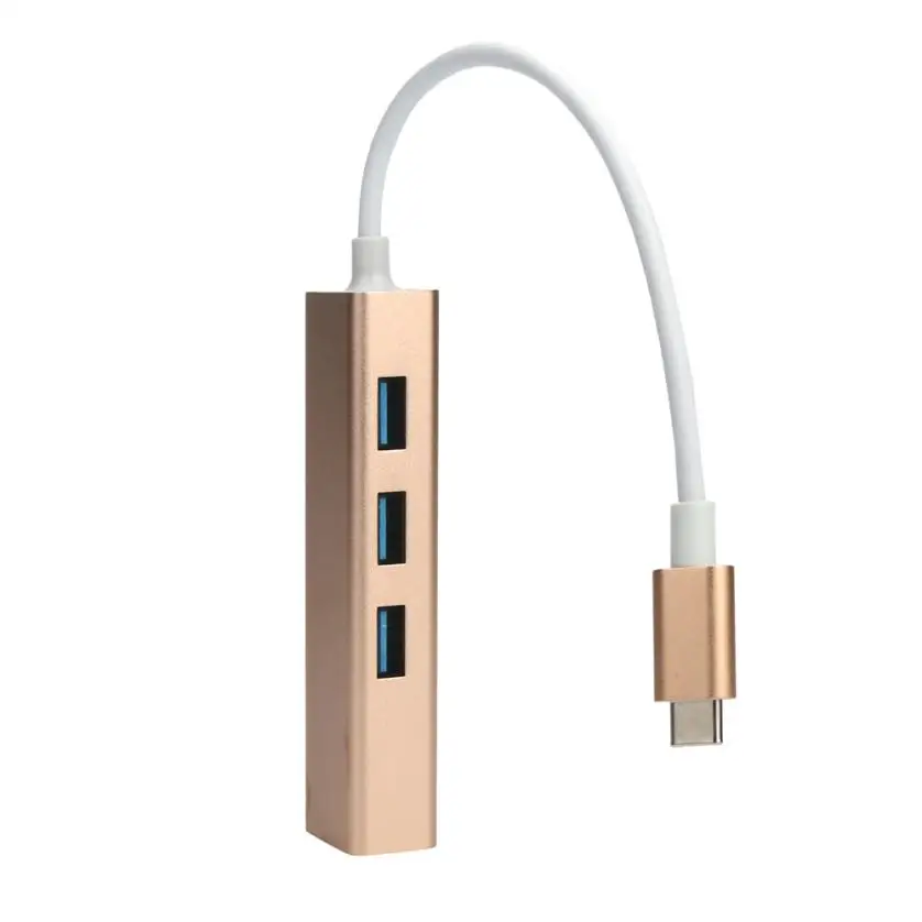 HL USB 3.1 Тип C к концентратору 3 Порты и разъёмы и RJ45 Gigabit Ethernet адаптер USB 3.0-C ПК для Mac FS oct17 - Цвет: gold