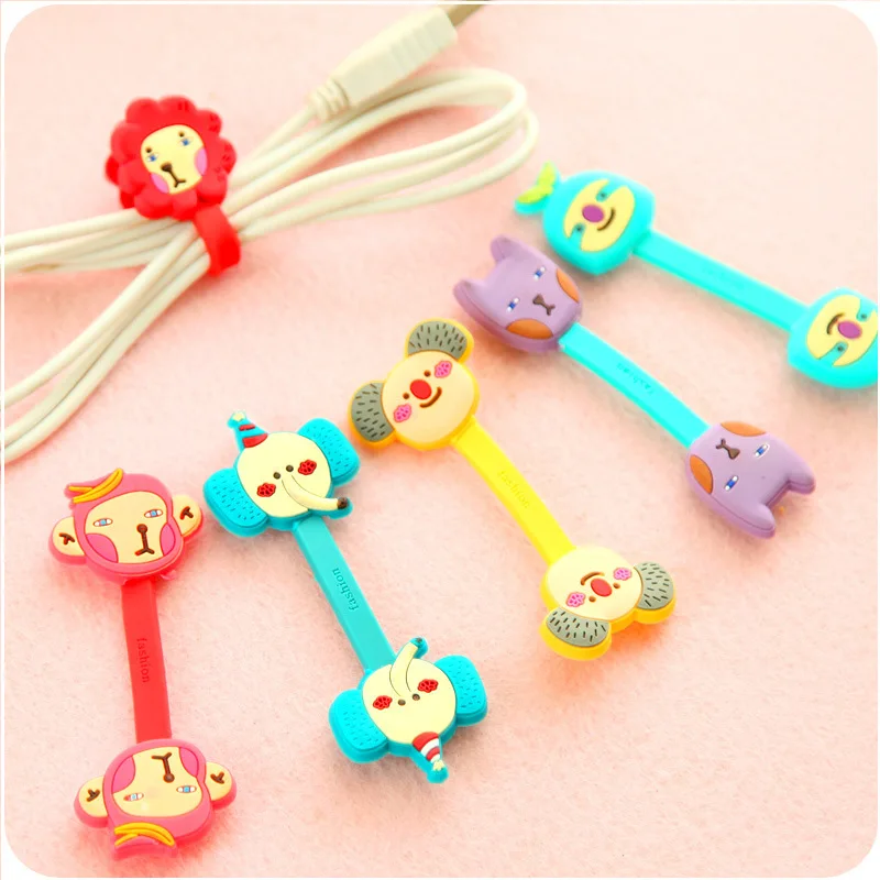 5pcs/lot Lovely Cartoon Cable Winder Headphone Earphone Cable Wire Organizer Cord Holder -25