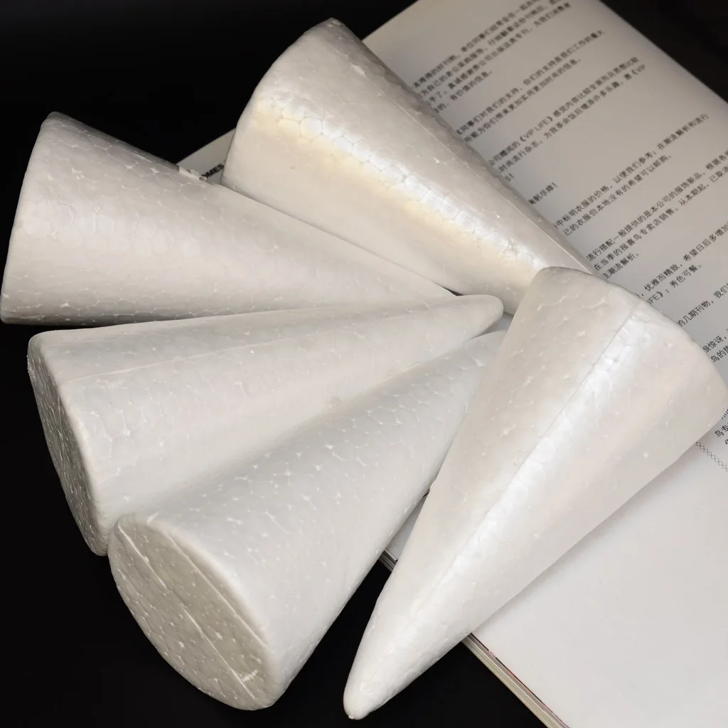 5 Pieces Unfinished Blank DIY Christmas Tree Cone Shape Styrofoam Foam for Modeling Craft DIY 150mm Polystyrene Styrofoam