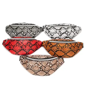 

Fanny Pack For Women Snake Print Waist Bag Coin Phone Purse Outdoor Travel Sport Fanny Packs Zipper Belt Bags Bolso Cintura 2020