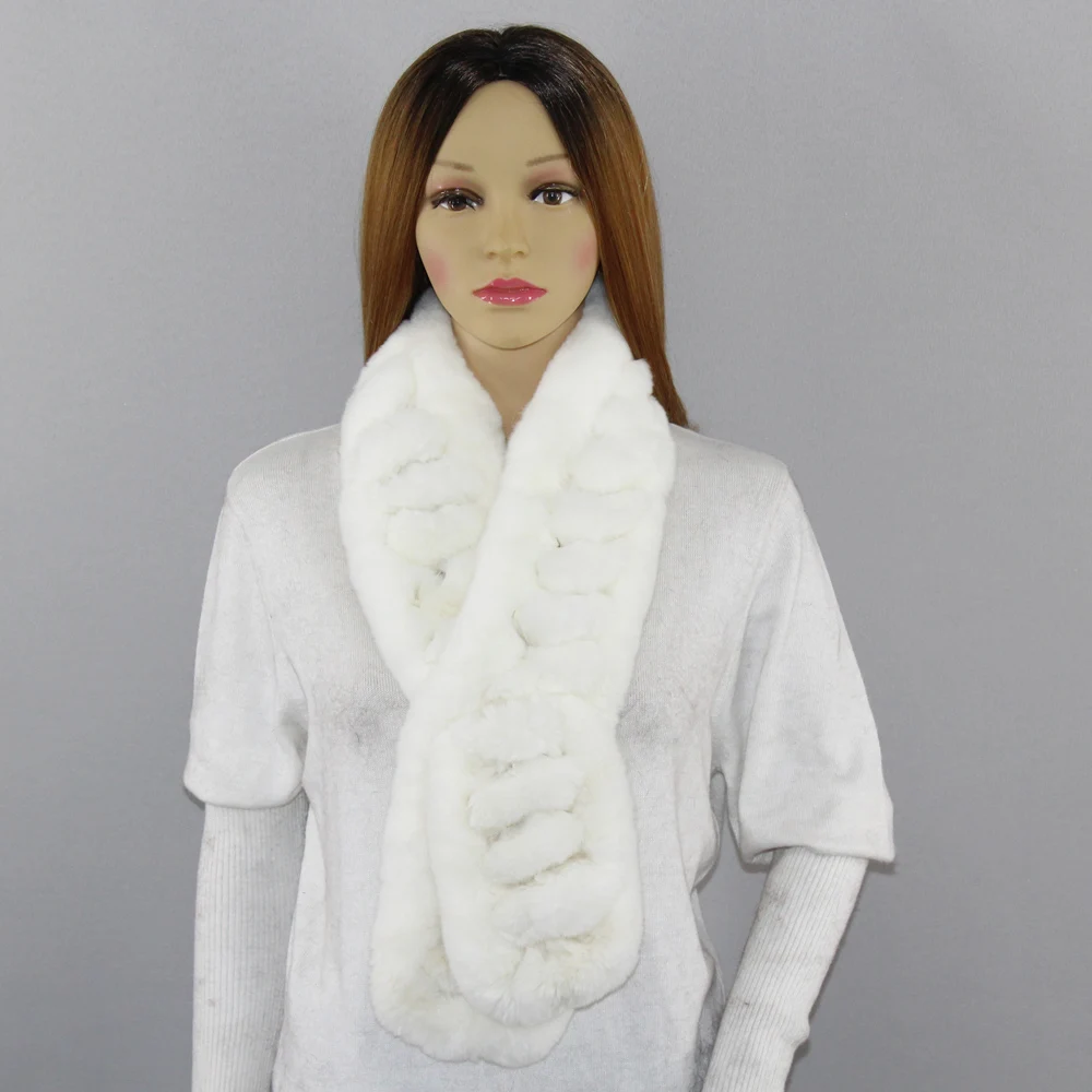 Women Genuine Rex Rabbit Fur Scarves Winter Warm 100%natural rabbit Fur scarf Fashion Females Real Fur Neckerchiefs