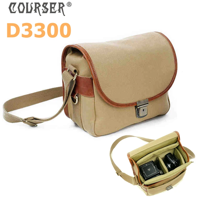 

Camera bag shoulder bag waterproof canvas shoulder bag 25*14*23cm Khaki free inner padded lightweight PACPFD3300