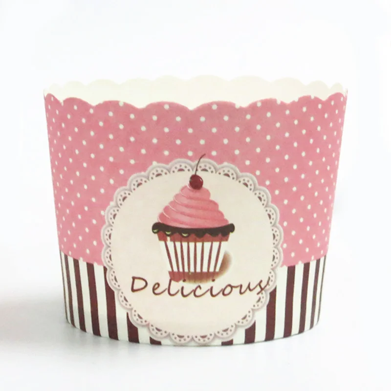 

50PCS Pink Dots Delicious cake Paper Cupcake Liner Baking tool Muffin Cup Case Party Tray Cake Mold for wedding birthday party