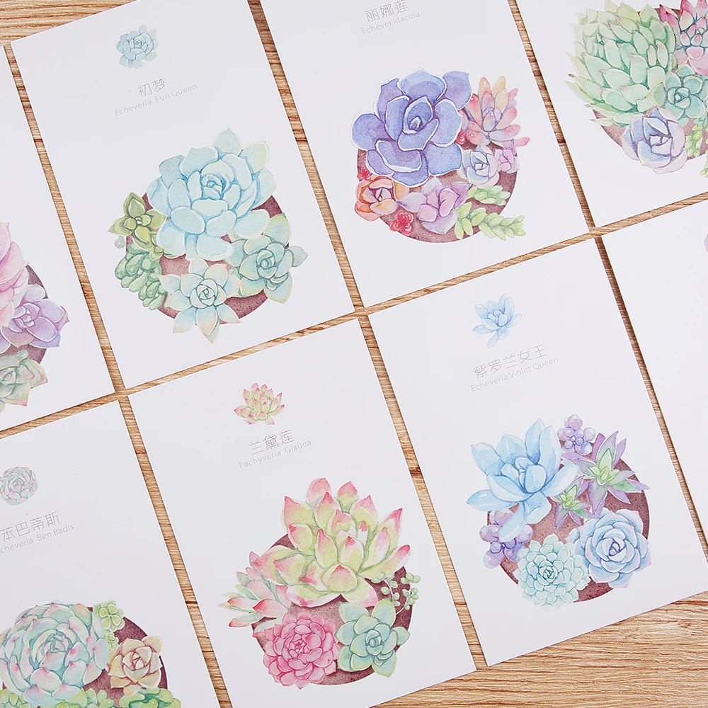 30pcs/lot Cute Green Plants Postcards DIY Succulents Museum Greeting Card Note Cards Bookmark Gifts Office School Stationery