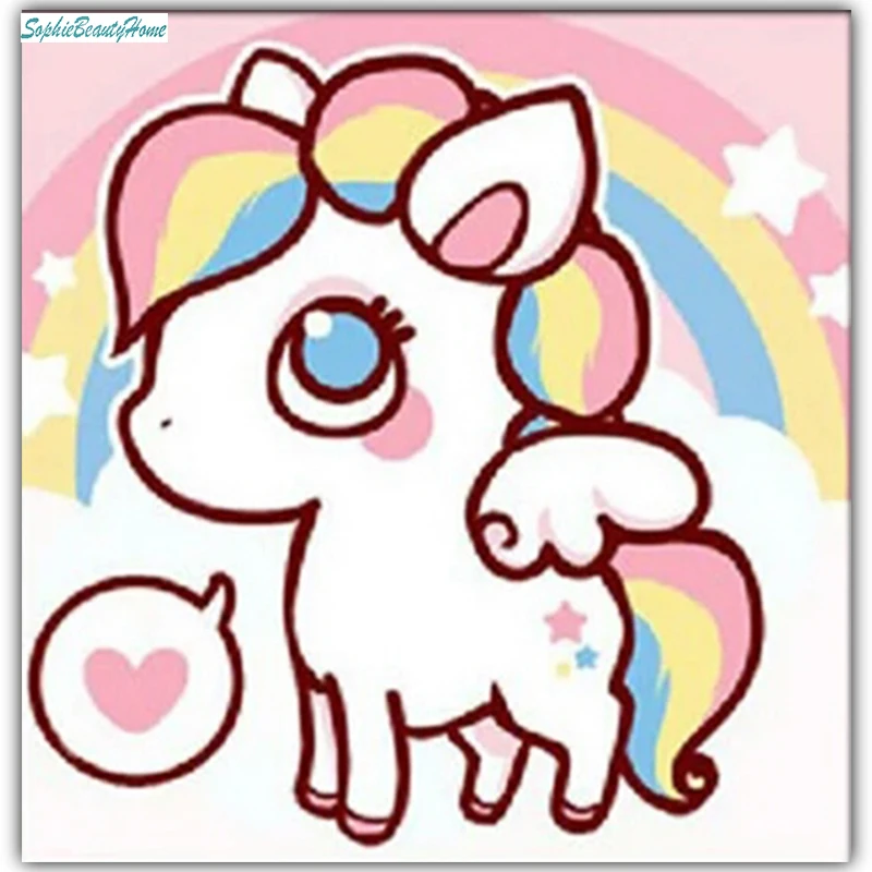

Sophie beauty home 5D DIY Diamond Embroidery Cartoon Pony Cross stitch Diamond Pattern Mosaic Wall Sticker Decoration