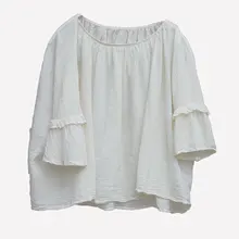 Summer Women's Ethnic Style Cotton T-Shirts Loose Plus Size Hippie Boho Female Casual Chemise Tunic Femme Ladies Tops Summer Top