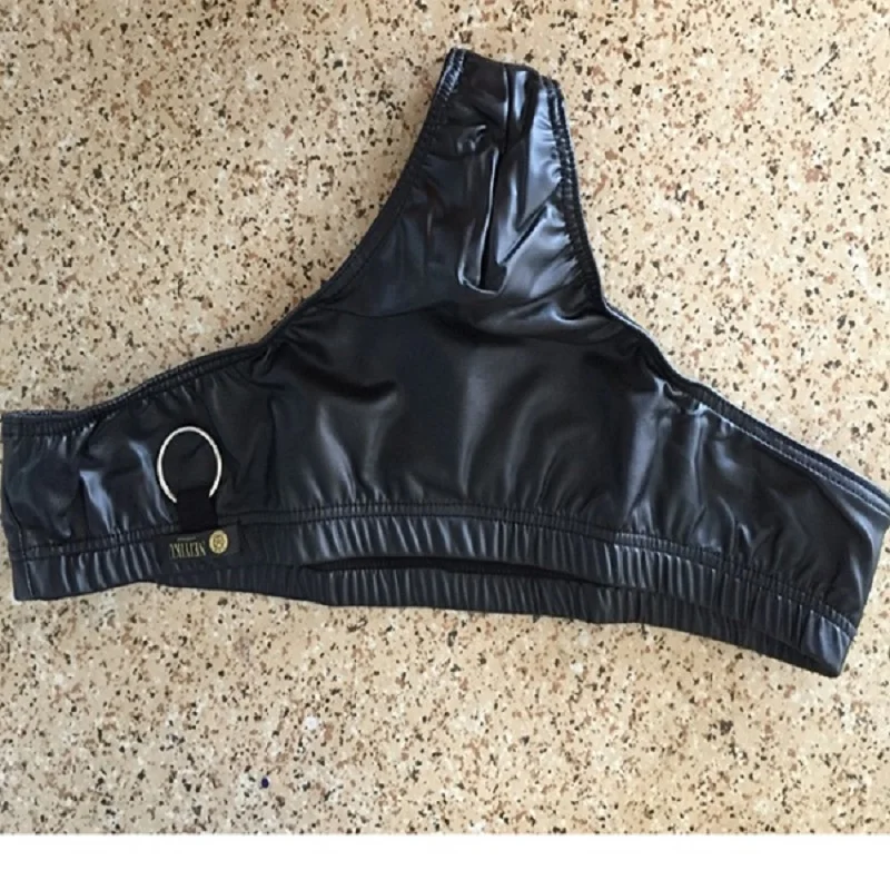 Sexy PU Faux Leather Underwear Men Erotic Mankini Thongs Mens G-Strings Tanga Hombre Gay Male Erotic Lingerie Low Waist T-back [1] (2)
