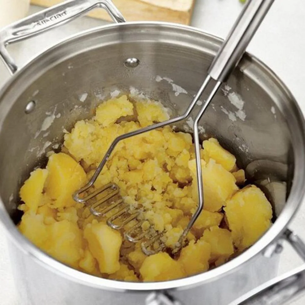 

1pcs stainless steel kitchen gadget potato masher press cooking tool mashed potatoes wavy pressure ricer Kitchen accessories