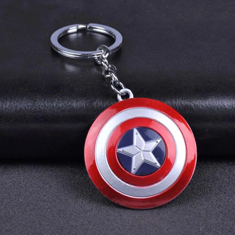 

10pcs/lot Movie Theme Party Gift The Avengers American Captain's Shield Keychains Alloy Superhero Ringchains for Halloween