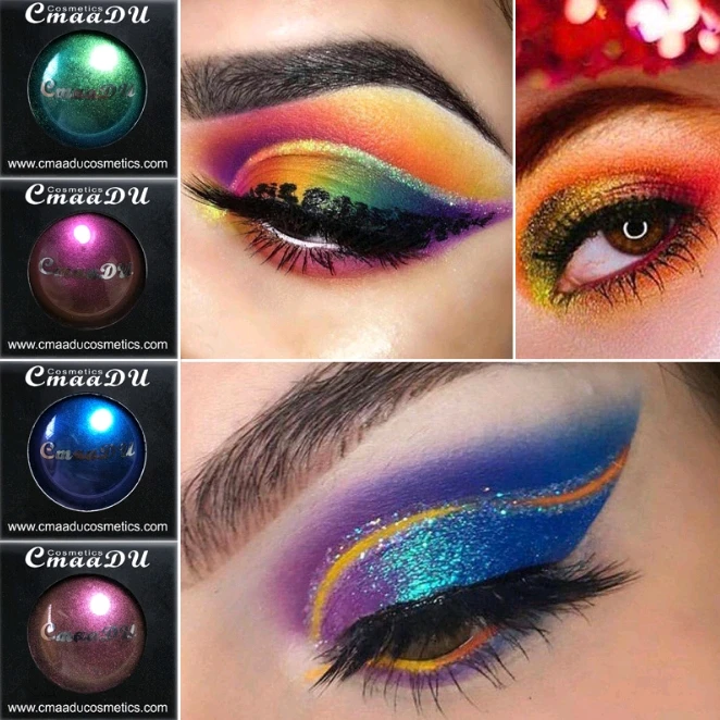 

CmaaDu Glitter Eyeshadow Palette Chameleon Polarized Light Changing Eye Shadow Shimmer Diamond Metallic Eyeshadow Makeup Powder