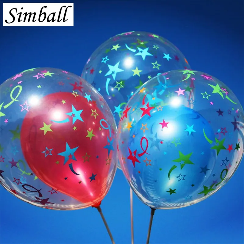 Simball 10 шт./лот 12 дюймов прозрачные надувные воздушные шары с принтом звезд прозрачные латексные воздушные шары Свадебные украшения для дня рождения