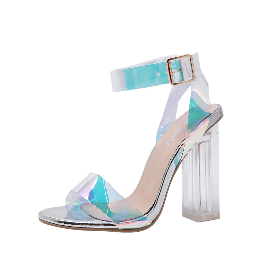 

New Designer Sandals Female Summer Crystal Symphony High Heel Pump Buckle Strap High-Heeled Shoes Peep Toe Sandals Party Shoes