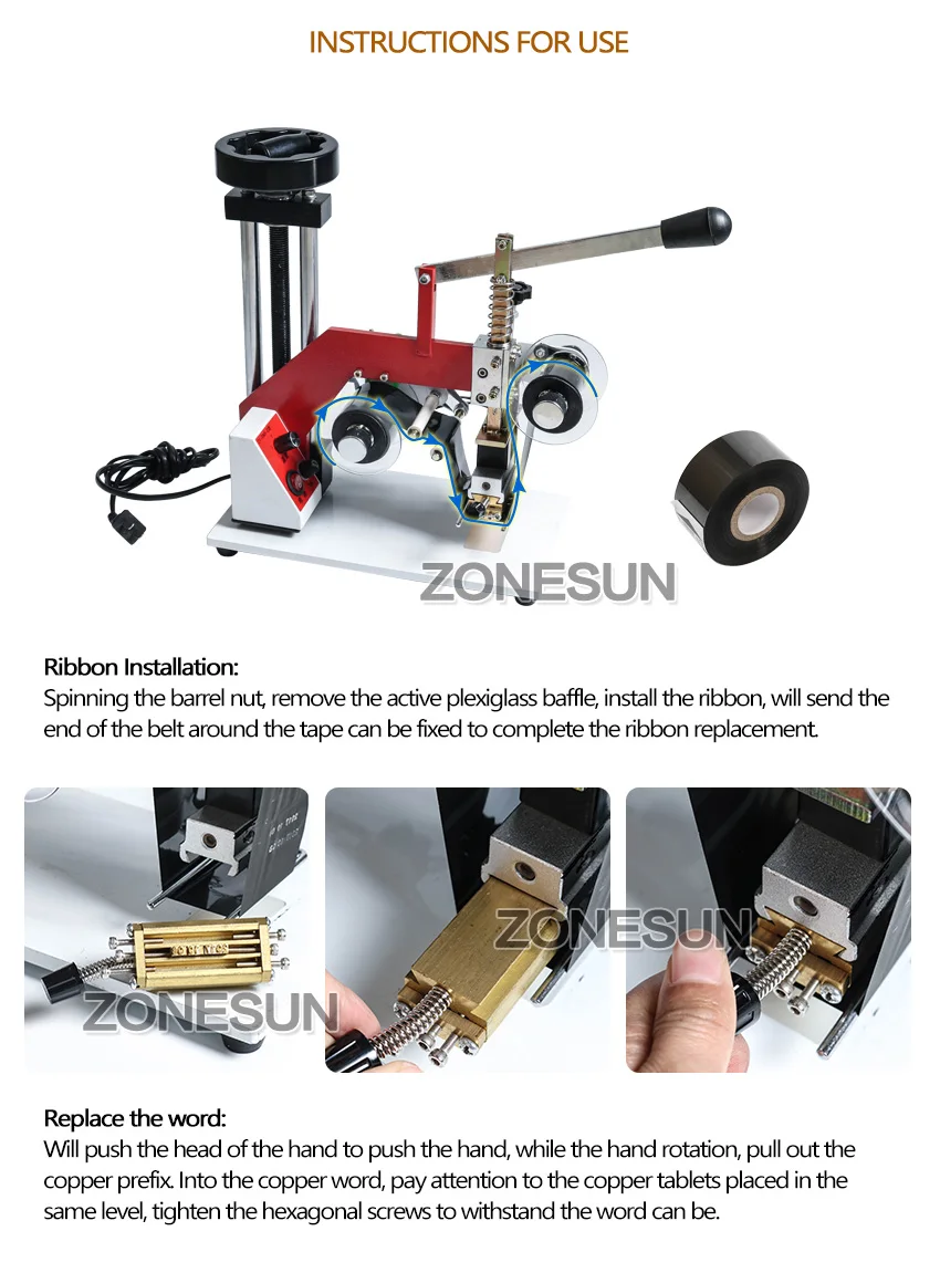 Máquina de impresión en caliente de cinta de color ZONESUN ZY-RM5-E