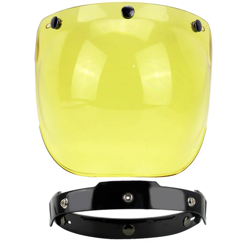 Universal Flip up Lens Bubble Visor Face Shield Mask for Bitwell Vintage Retro Motorcycle Helmet Moto Mask with Spectacles frame - Цвет: yellow - frame