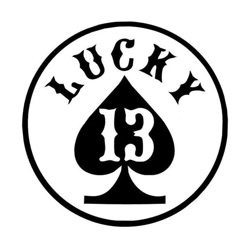 12,5*12,5 см LUCKY 13 Spades стикер для автомобиля, смешная наклейка для мотоцикла, декоративная индивидуальная машина для стайлинга, черный/серебристый C1-0153