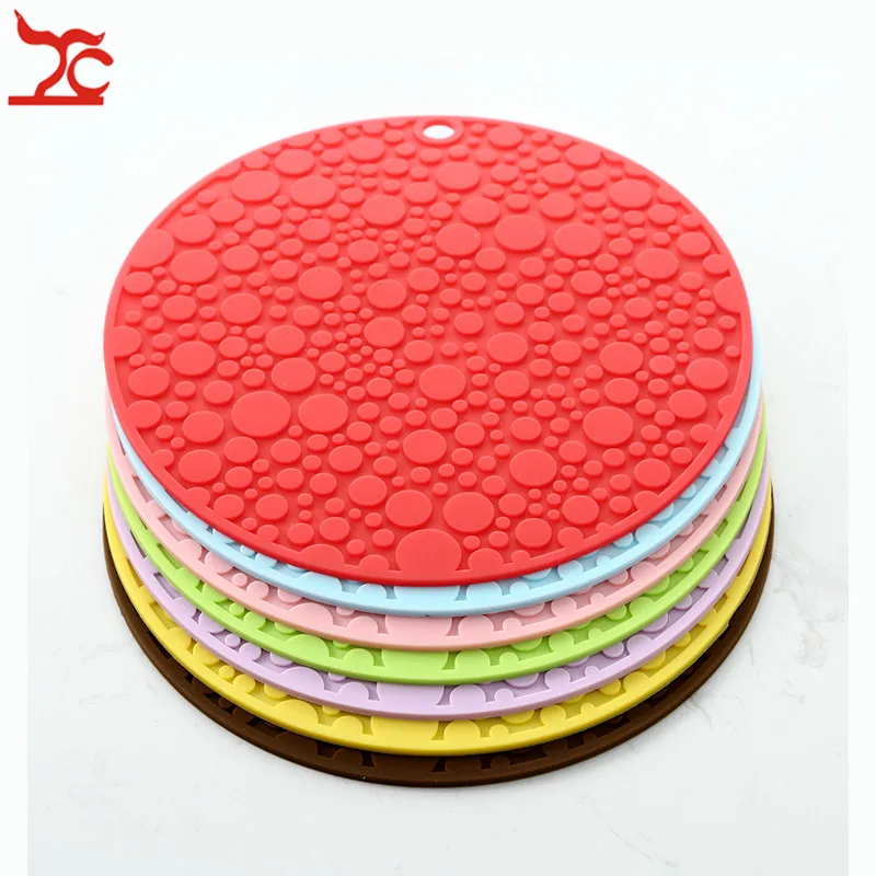 

22cm Round Heat Resistant Silicone Mat Drink Cup Coasters Non-slip Pot Holder Table Placemat Kitchen Accessories