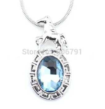 

Light Blue Crystal Horse Necklaces