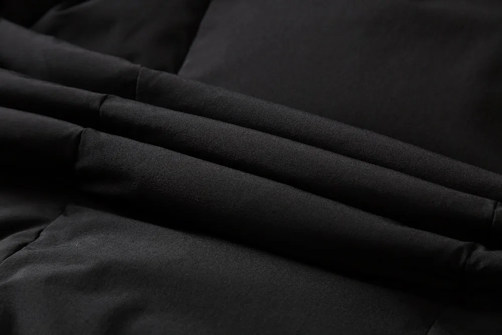 Зимний Черный пуховик, мужской модный Повседневный пуховик средней длины с двумя карманами на утином пуху, однотонный пуховик с капюшоном