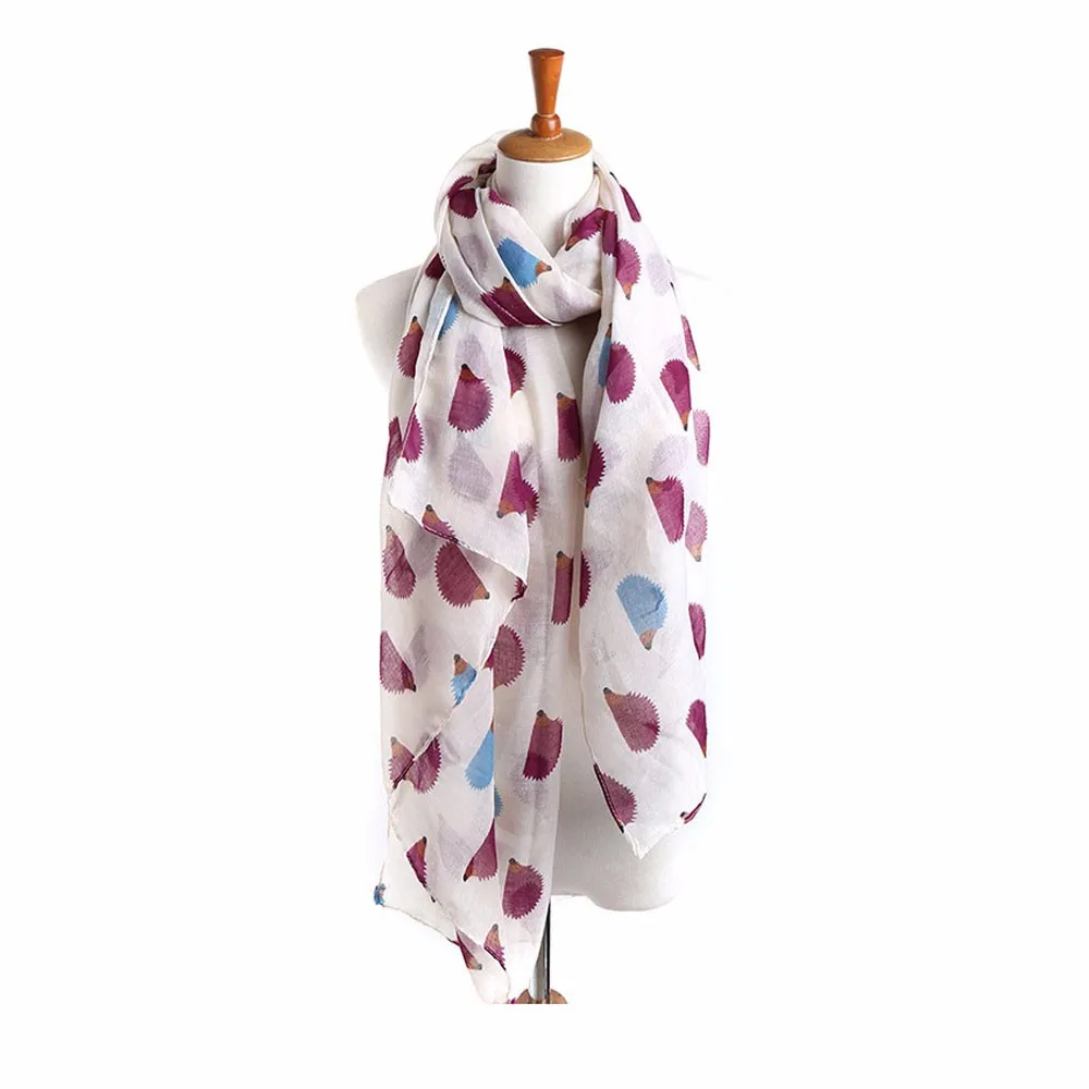 

Women Ladies Hedgehog Pattern Long Scarf Warm Wrap Shawl Print Wrap Ladies Shawl Girl Large Pretty Scarf Tole foulard femme A9