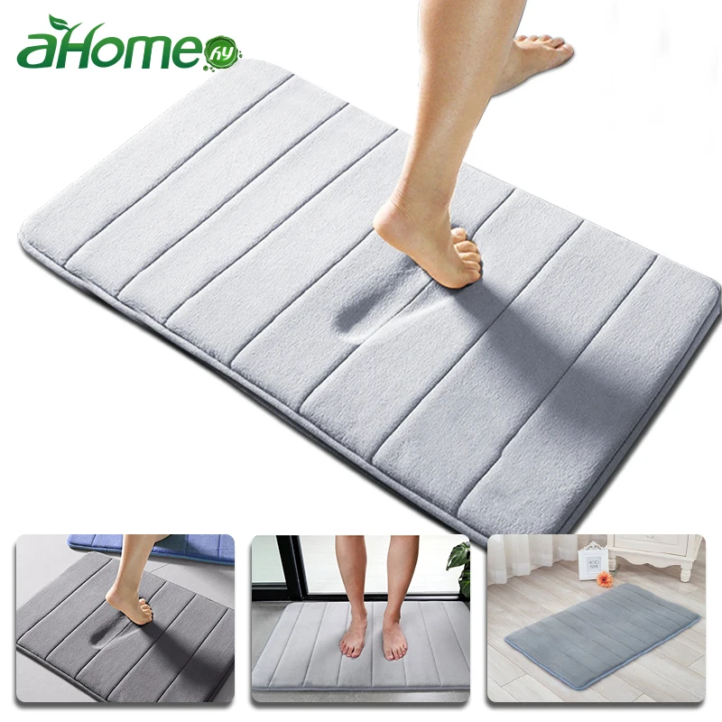 

40*60cm Bath Mat Bathroom Carpet Rug Coral Fleece Memory Foam Bathroom Mat Non Slip Kitchen Door Floor Carpet