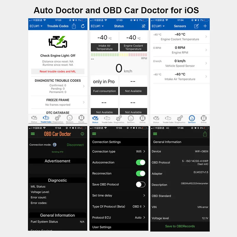 ELM327 OBDII OBD2 WiFi سيارة التشخيص اللاسلكية أداة الماسح الضوئي سيارة اكسسوارات M8617
