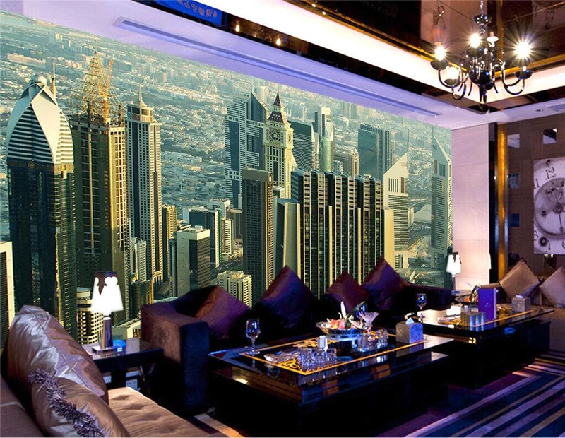 

Custom Modern 3d Wallpaper for Living Room Modern City Scenery 3d Wall Murals Embossed TV Background Kitchen Study Bedroom