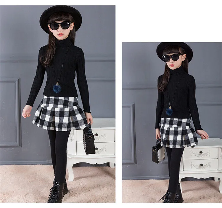 3-12 y girls winter leggings with skirt plaid warm legging girl kids cotton velvet fleece teen 10 12 children clothes On Sales (8)