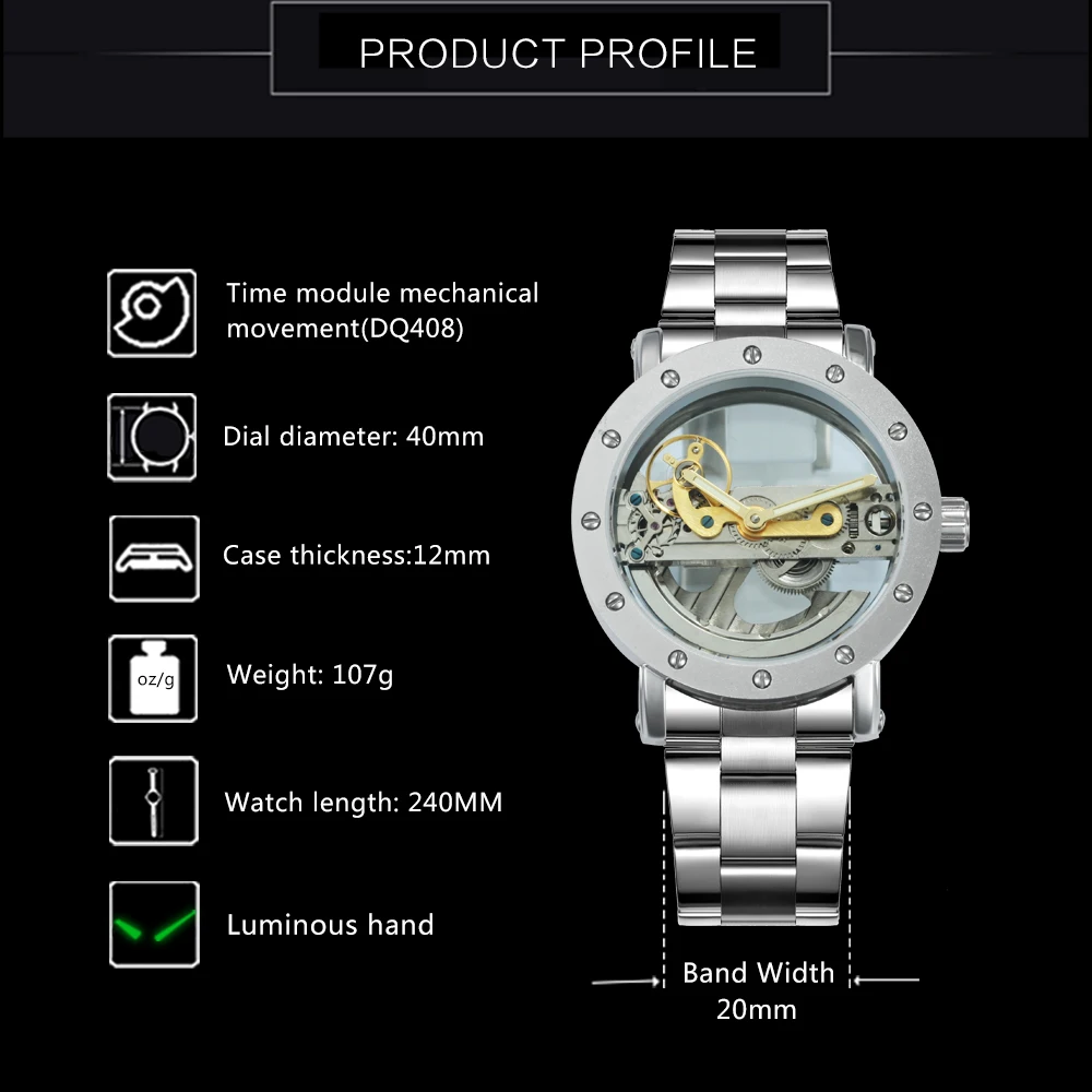 الرجال الأزياء خمر الميكانيكية المعصم الساعات الصلب Watchband الذكور التلقائي شفافة الذهبي جسر أعلى العلامة التجارية الفاخرة الرجال الأزياء خمر الميكانيكية المعصم الساعات الصلب Watchband الذكور التلقائي شفافة الذهبي جسر أعلى العلامة التجارية الفاخرة