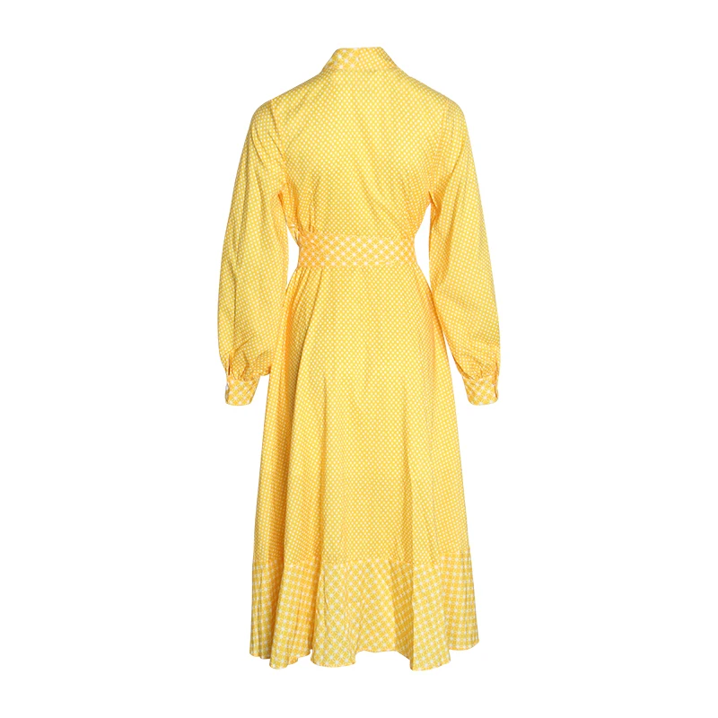 TWOTWINSTYLE винтажное платье с принтом для женщин, v-образный вырез, рукав-фонарик, высокая талия, Бандажное платье миди, Женская мода