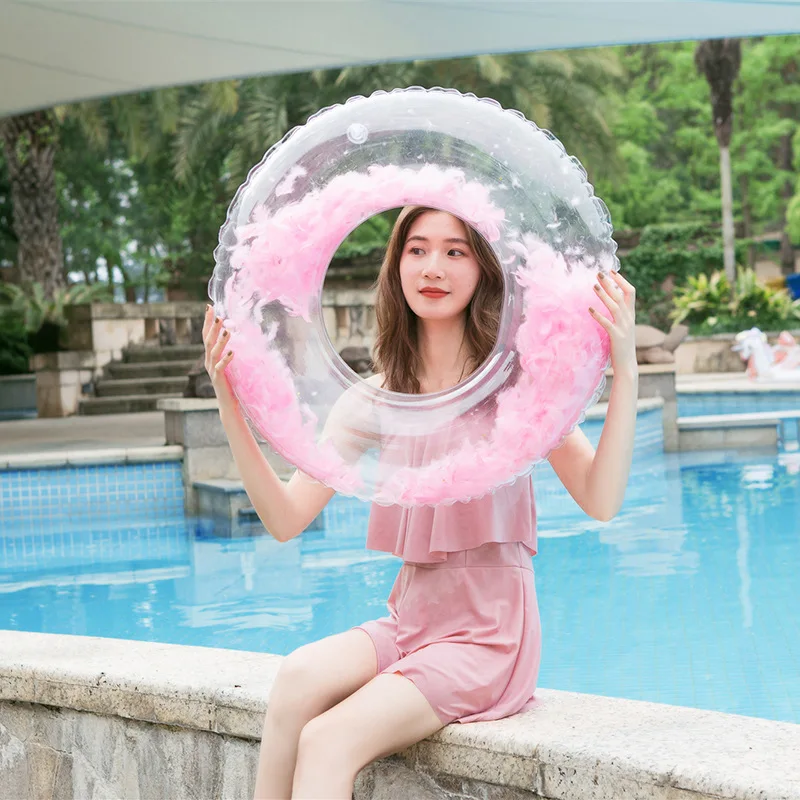 

Transparent Feather Inflatable Swimming Ring Life Buoy Float Multi-choices for Baby Kids Adult Thick