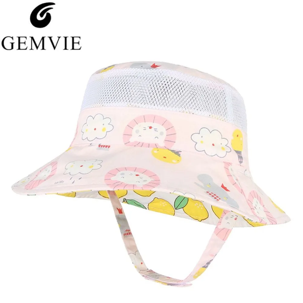 

Cute Cartoon Cotton Bucket Hats For Baby Kids Summer Sun Cap Reversible Breathable Mesh Bob Caps Fishing Beach Panama Hat
