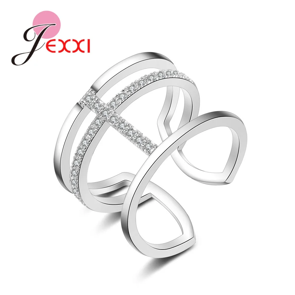 

Unique Design Glittering High Quality 925 Sterling Silver Cubic Zirconia Resizable Ring For Women Fashion Jewelry Gift