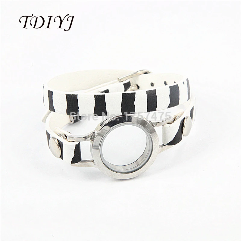

TDIYJ 2017 Newest Zebra Genuine Twist Leather Locket Bracelet for Women Accessories 2pcs/lot