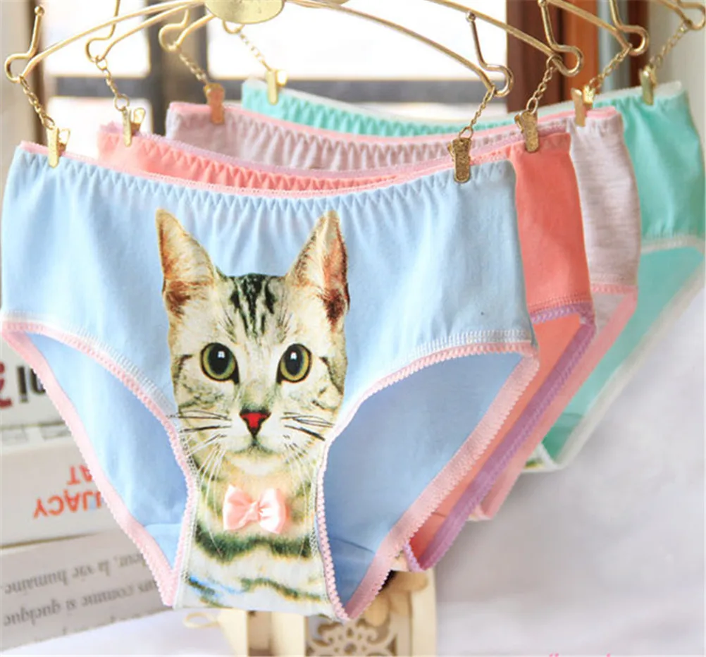3Pcs/Lot Kawaii 3D Printing Panty Cat Panties Cute baby Girl Panties