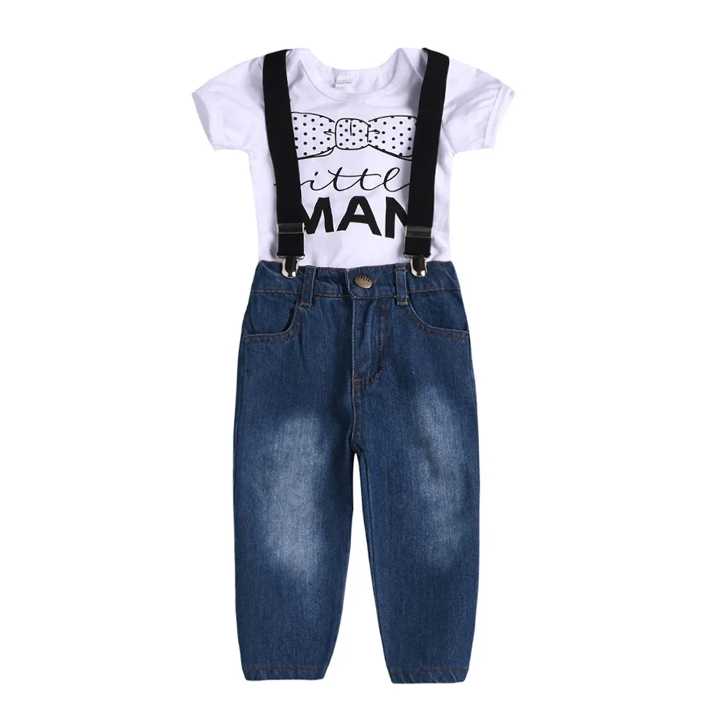 MUQGEW Toddler Infant Baby Boy Clothes Letter Romper Tops Overall Denim Jeans Outfits Drop Shipping Yenidogan Bebek |