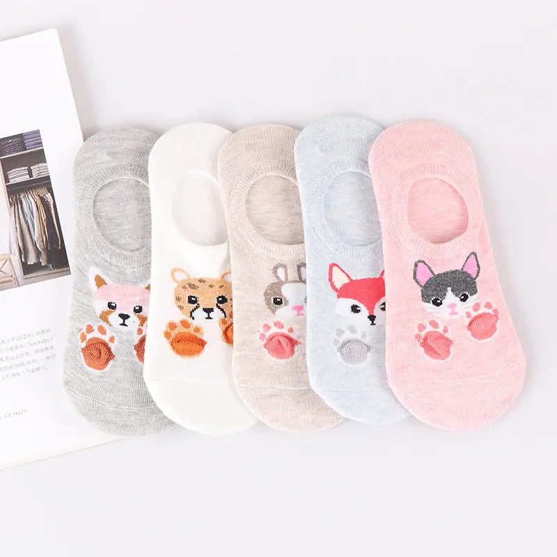 5 пар/лот, милые носки с животными в стиле Харадзюку, женские летние носки в Корейском стиле с изображением кота, медведя, кролика, забавные короткие носки, happy sox, Прямая поставка - Цвет: 8