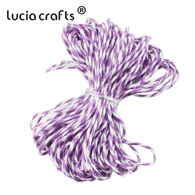 Lucia crafts распродажа! Двойной Цветной хлопковый шпагат для пекаря, хлопковые шнуры, нитка для шпагата, сделай сам, 10 м/упак. W0403 - Цвет: C22 Purple