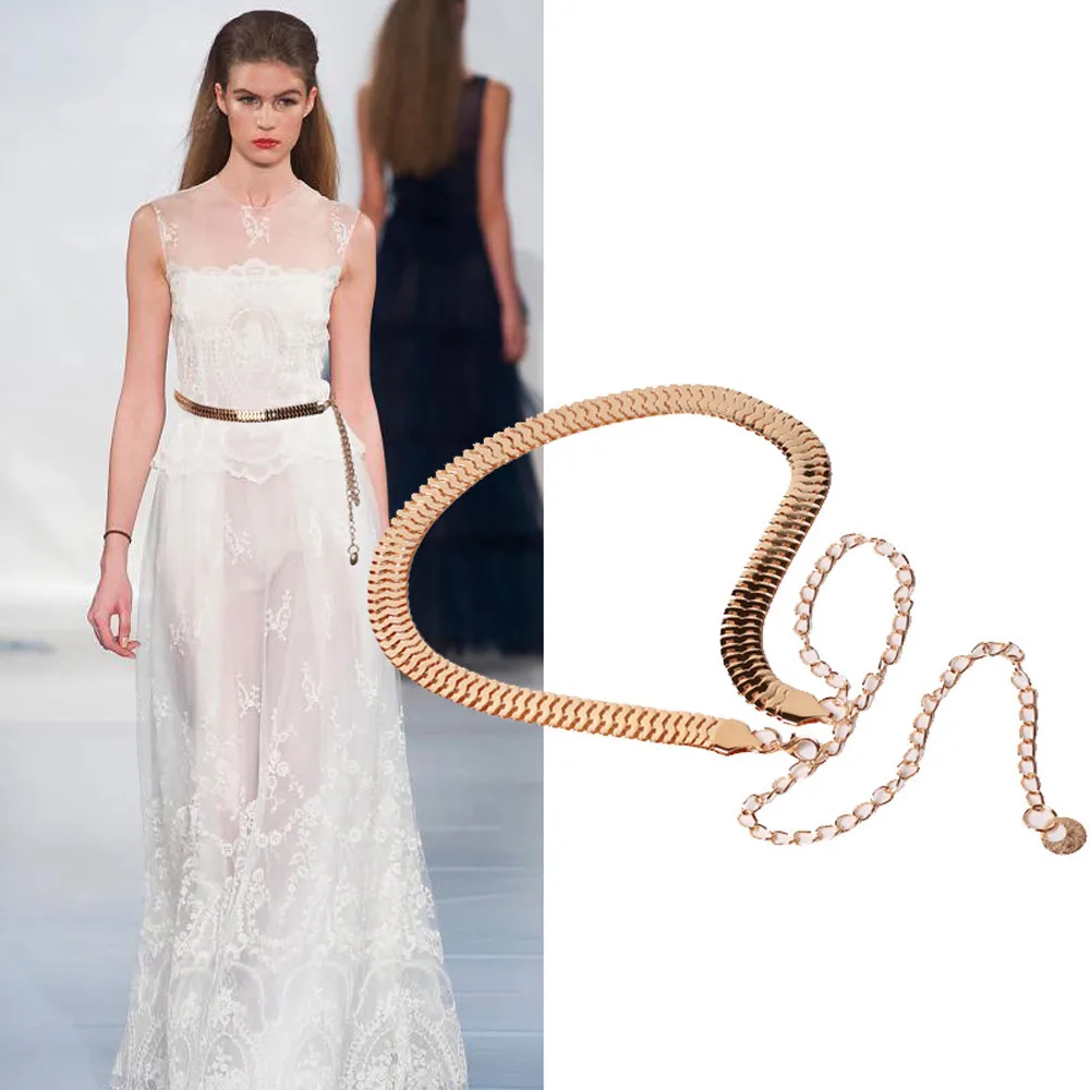 

Women's Lady Fashion Metal Chain Pearl Style Belt Body Chain Sash belt Luxurious Golden Belts Good quality @15