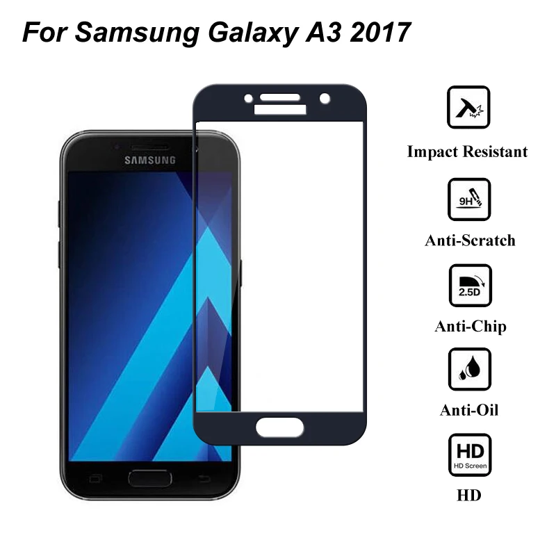 

For Samsung Galaxy A3 2017 Full Cover Screen Protector Tempered Glass For Samsung Galaxy A3 2017 Tempered Glass