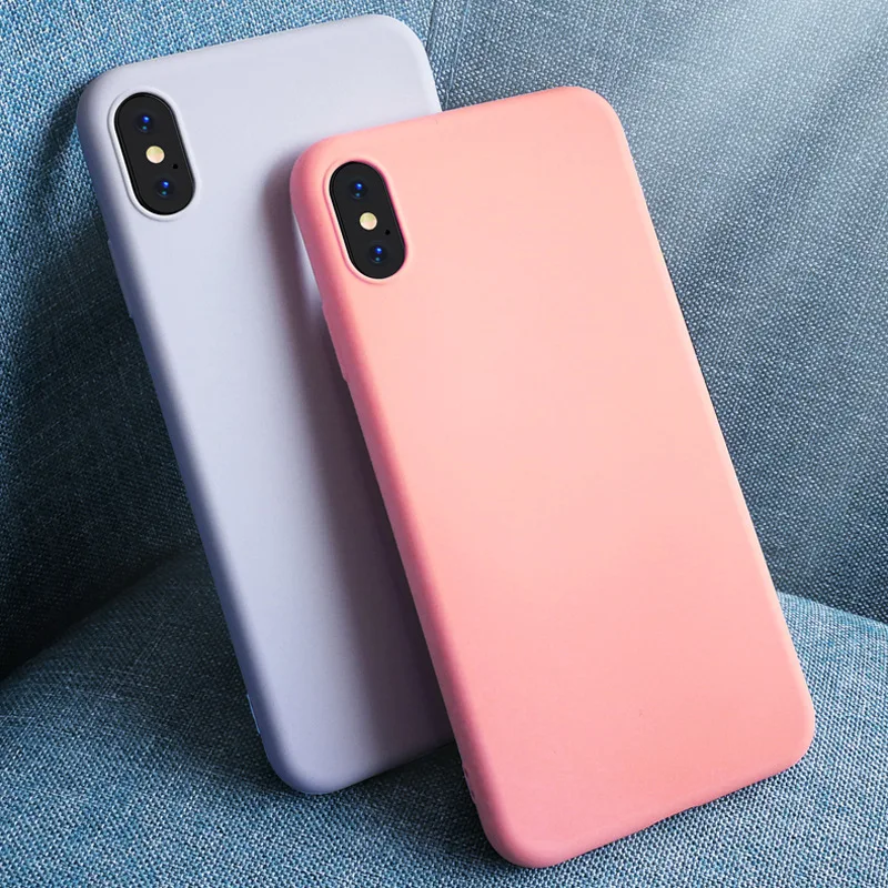 

Shockproof Solid Color Silicone Couples Cases For iphone XR X XS Max 7 8 Plus Cute Candy Color Soft Simple Fashion Phone Case