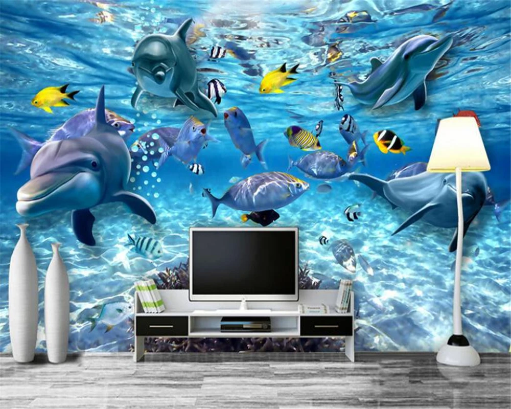 

Beibehang 3D Wallpaper Underwater World Children's Paradise Kids Room Background Living Room Bedroom TV Mural papel de parede
