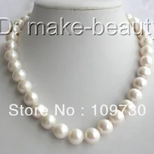 Ювелирные изделия 00588 потрясающий большой 12 мм круглый белый пресной воды жемчужное ожерелье