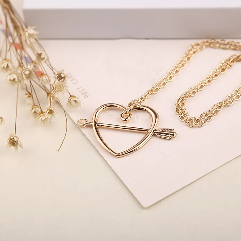 Zinc Alloy Jewelry Necklace, with iron chain, Heart, gold color plated