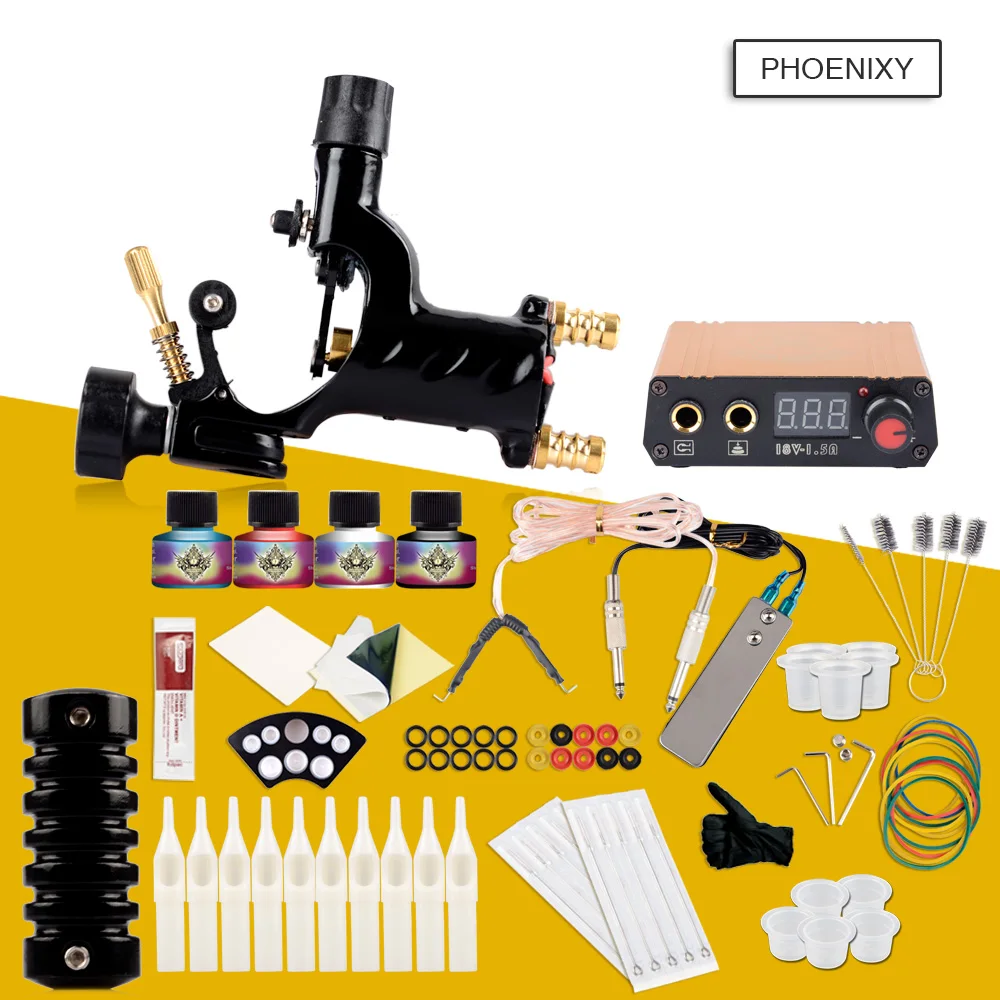 

Professional Rotary Tattoo Kit Rotary Tattoo Machine Guns Set 4 Color Ink Power Supply Foot Pedal Body Arts Tattoo Supplies Set